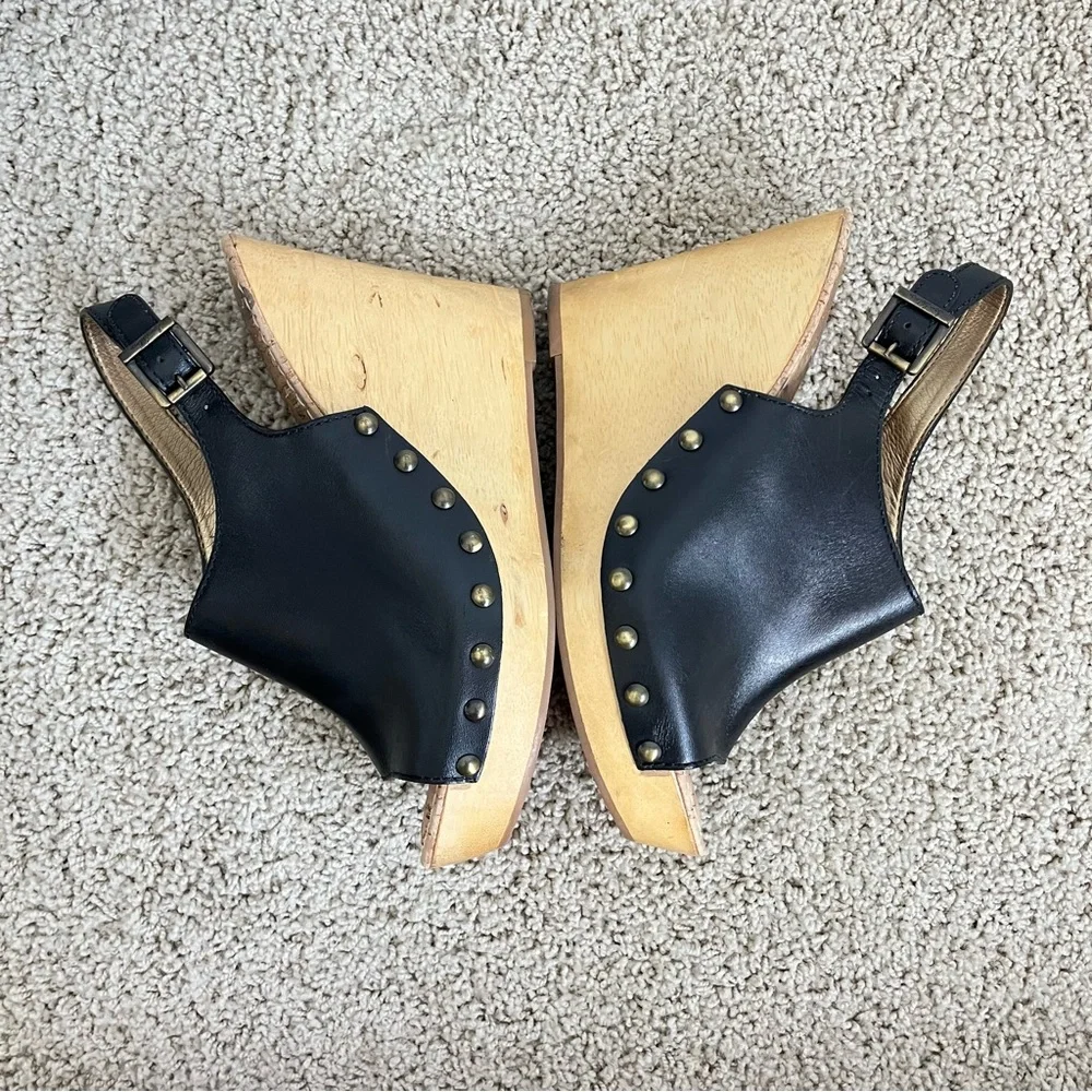 Sam Edelman Camilla Black Leather Studded Cork Wedge Open Toe Sandals Size 9 - Picture 5 of 15